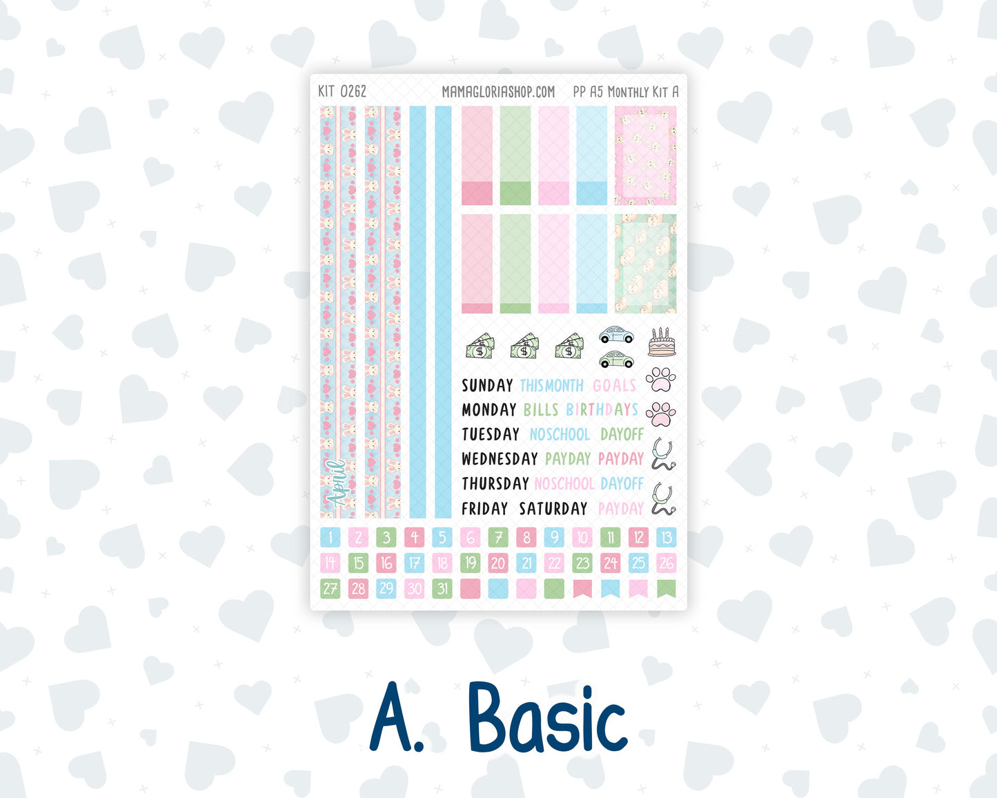 Kit 0262 - A5 - Plum Paper - Monthly Kit - April - Spring Puffs