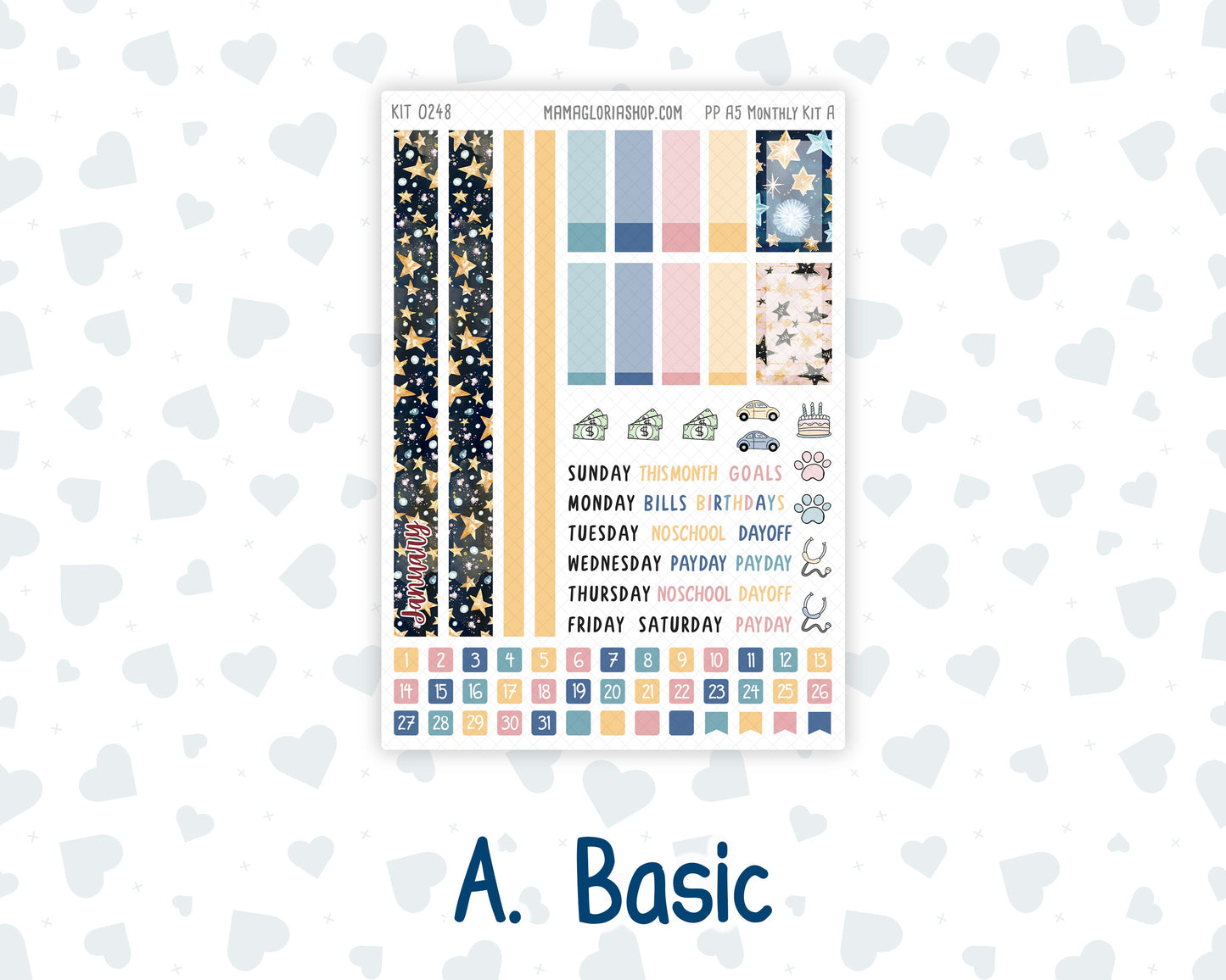 Kit 0248 - A5 - Plum Paper - Monthly Kit - January - Midnight Countdown