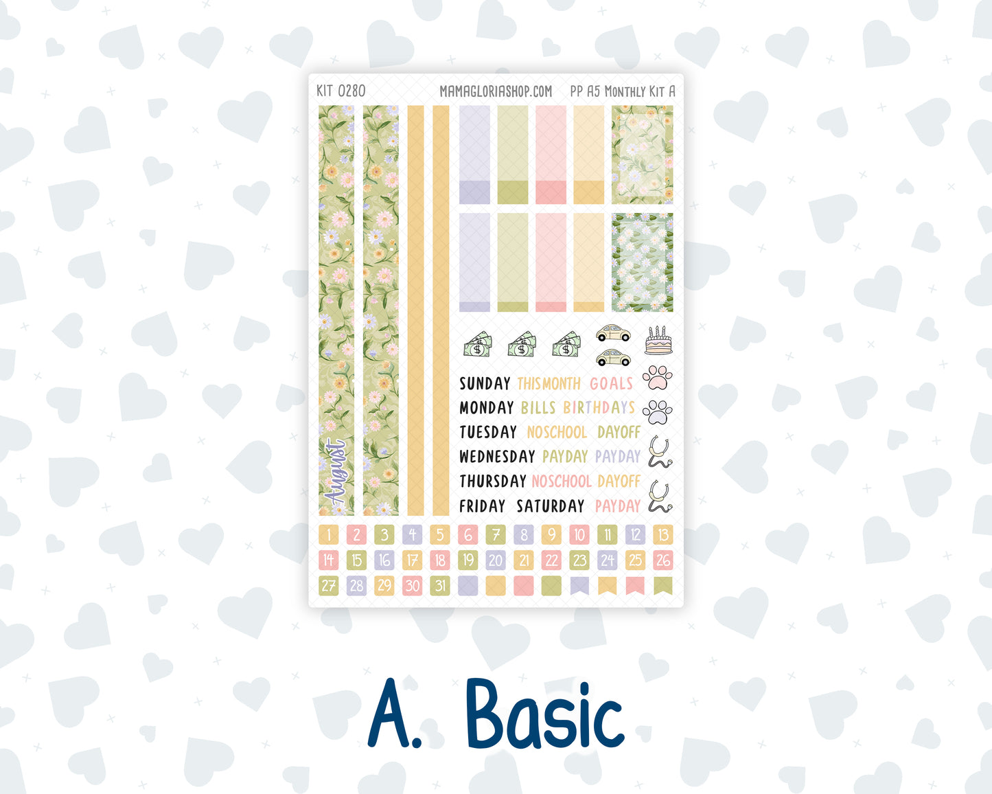 Kit 0280 - A5 - Plum Paper - Monthly Kit - Half Past Six In August