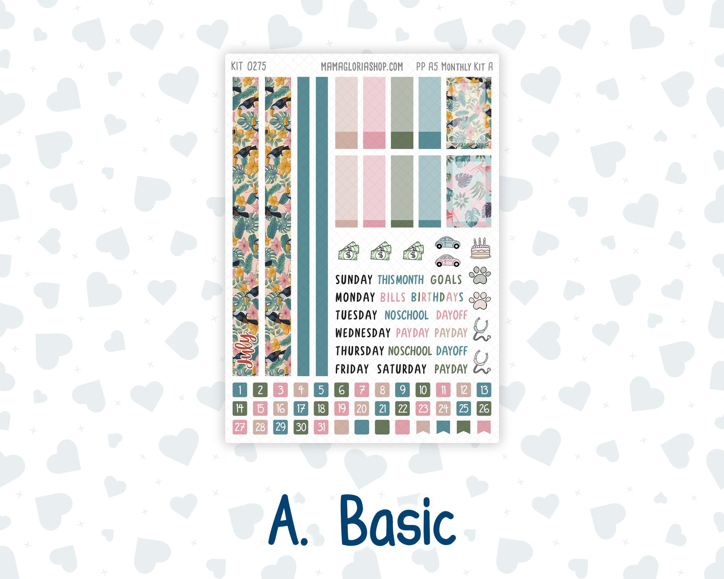 Kit 0275 - A5 - Plum Paper - Monthly Kit - July - Tropical Safari Blush