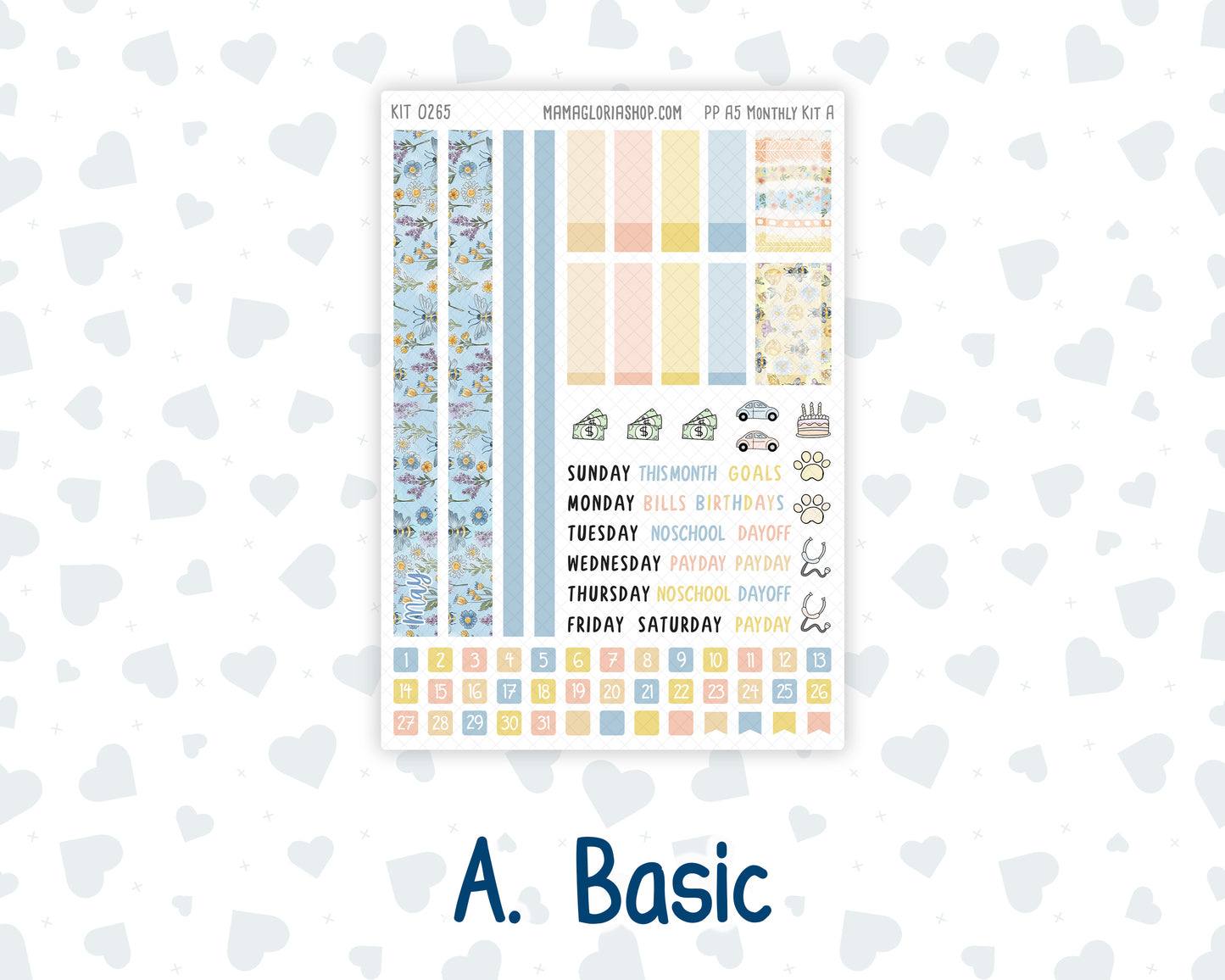 Kit 0265 - A5 - Plum Paper - Monthly Kit - May - Honeybee Sky