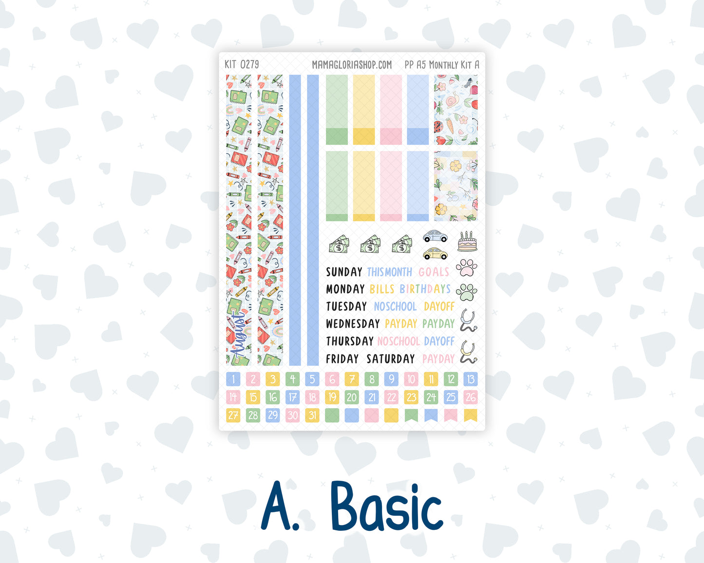 Kit 0279 - A5 - Plum Paper - Monthly Kit - August - Not Ready For School