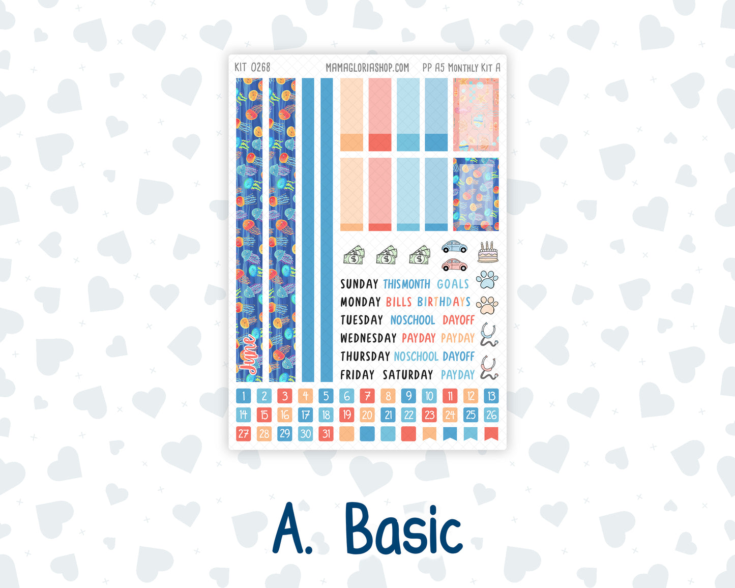 Kit 0268 - A5 - Plum Paper - Monthly Kit - June - Sea Sweeties