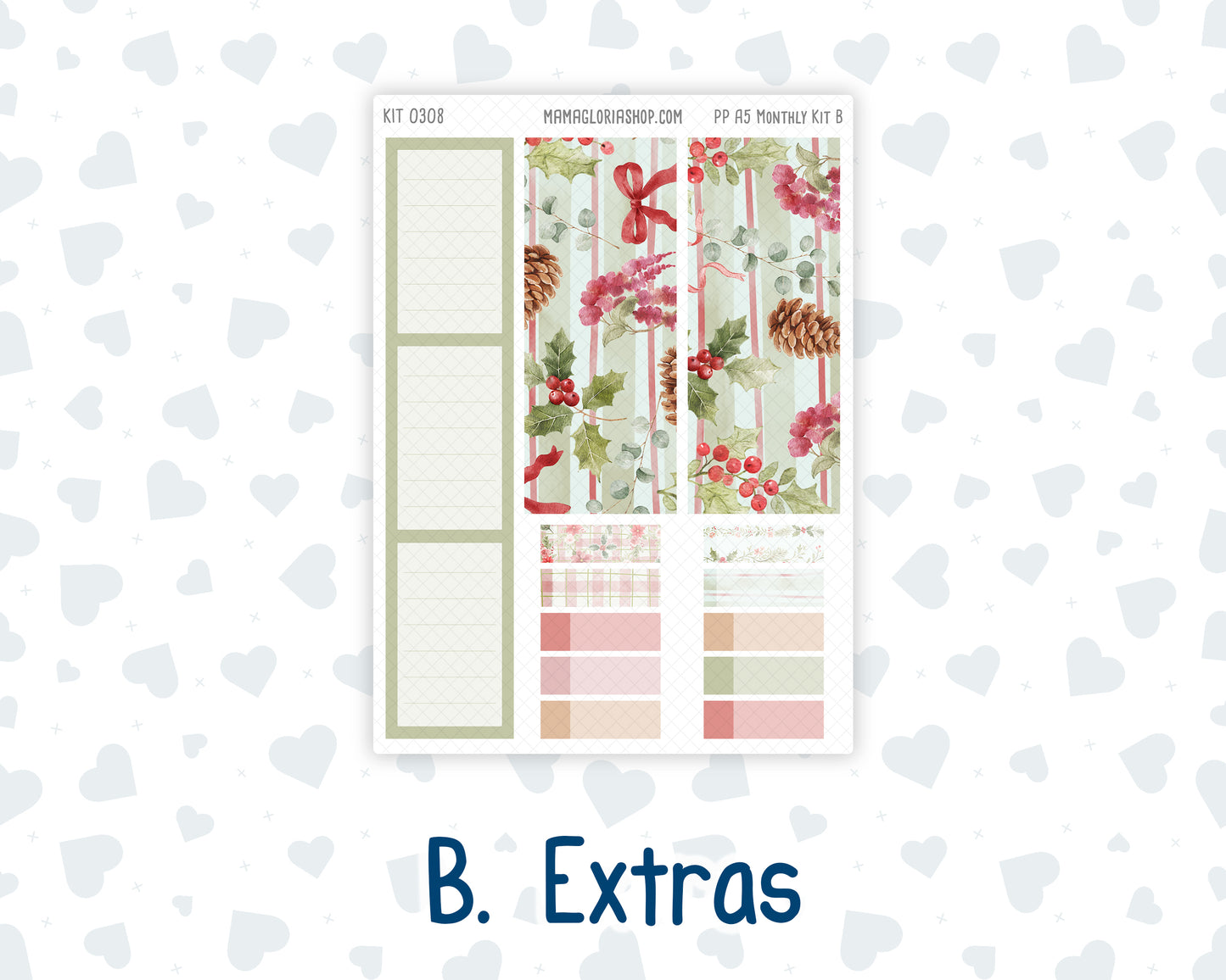 Kit 0308 - A5 - Plum Paper - Monthly Kit - December - Knit & Holly
