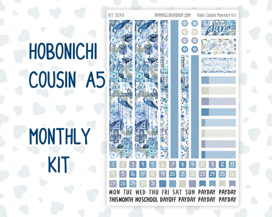 Kit 0249 - Hobonichi Cousin - Monthly Kit - January - Icy Lace - 1.3” Wide Columns