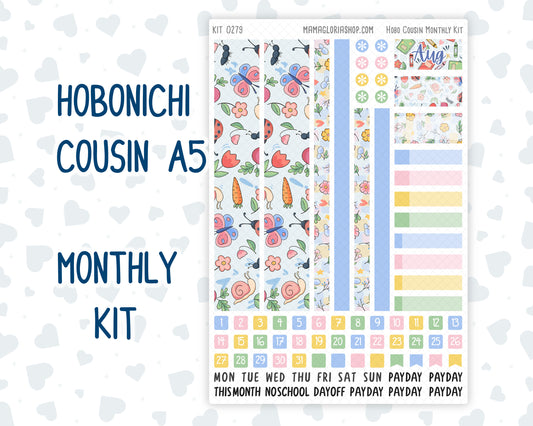Kit 0279 - Hobonichi Cousin - Monthly Kit - August - Not Ready For School - 1.3” Wide Columns