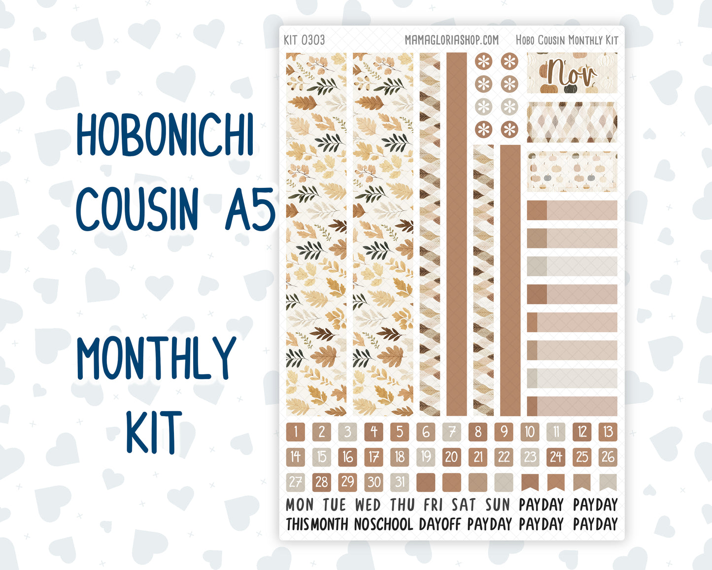 Kit 0303 - Hobonichi Cousin - Monthly Kit - November - Into The Woods - 1.3” Wide Columns