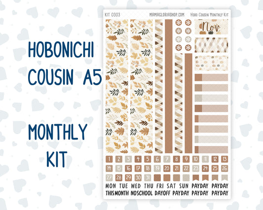 Kit 0303 - Hobonichi Cousin - Monthly Kit - November - Into The Woods - 1.3” Wide Columns