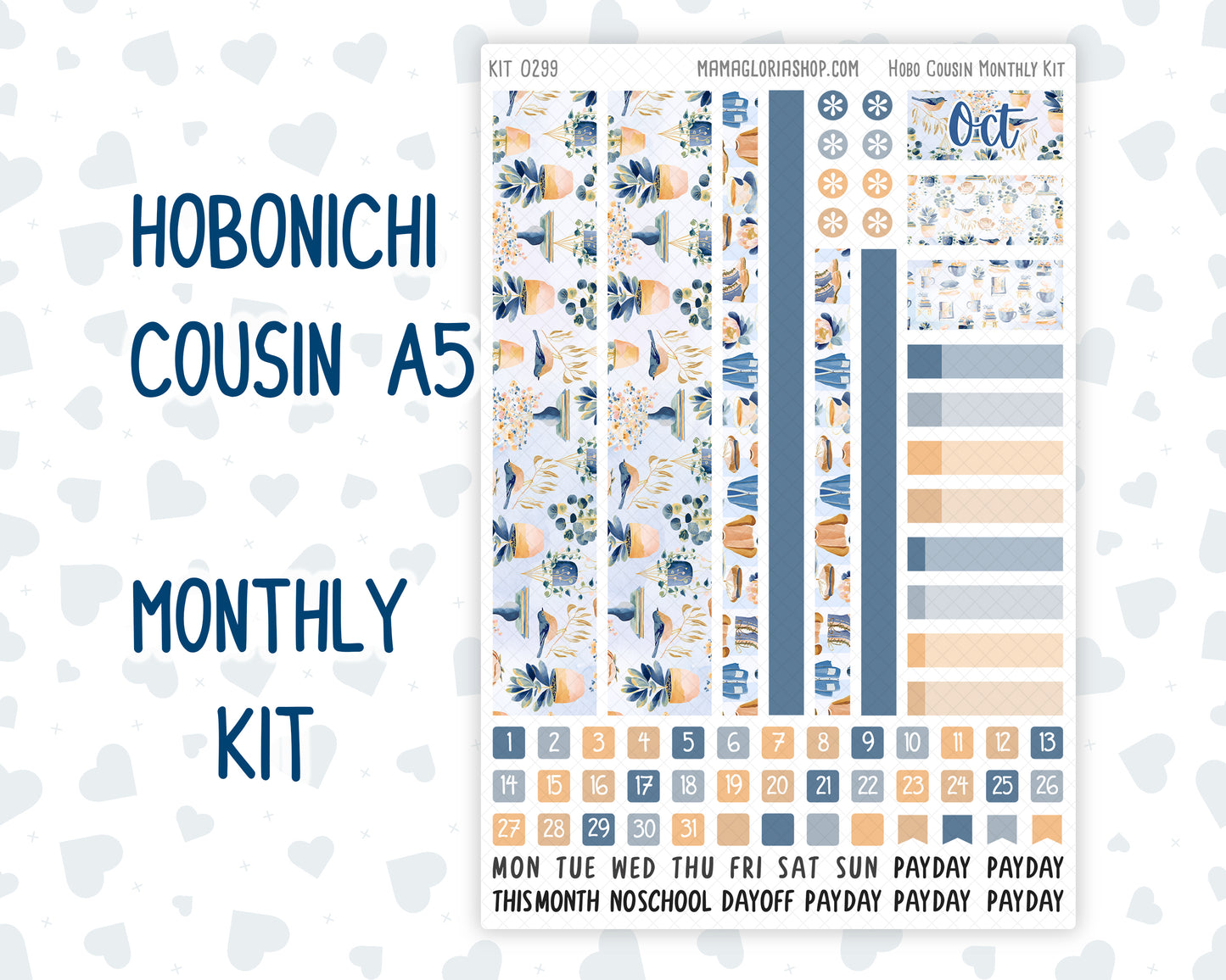Kit 0299 - Hobonichi Cousin - Monthly Kit - October - Book Nook - 1.3” Wide Columns