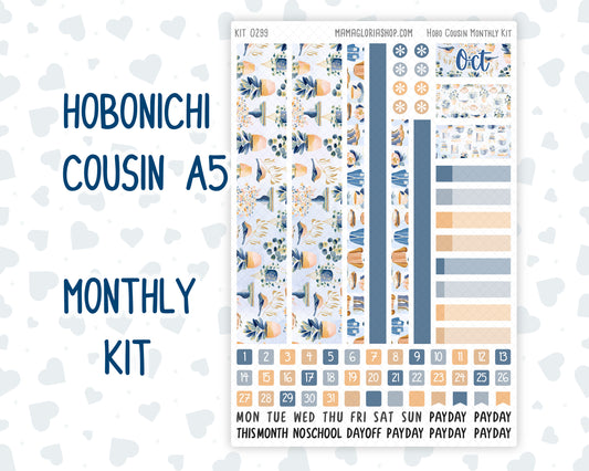 Kit 0299 - Hobonichi Cousin - Monthly Kit - October - Book Nook - 1.3” Wide Columns