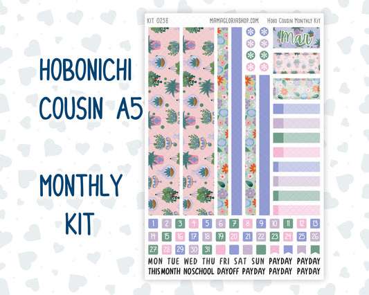 Kit 0258 - Hobonichi Cousin - Monthly Kit - March - Plant Therapy - 1.3” Wide Columns