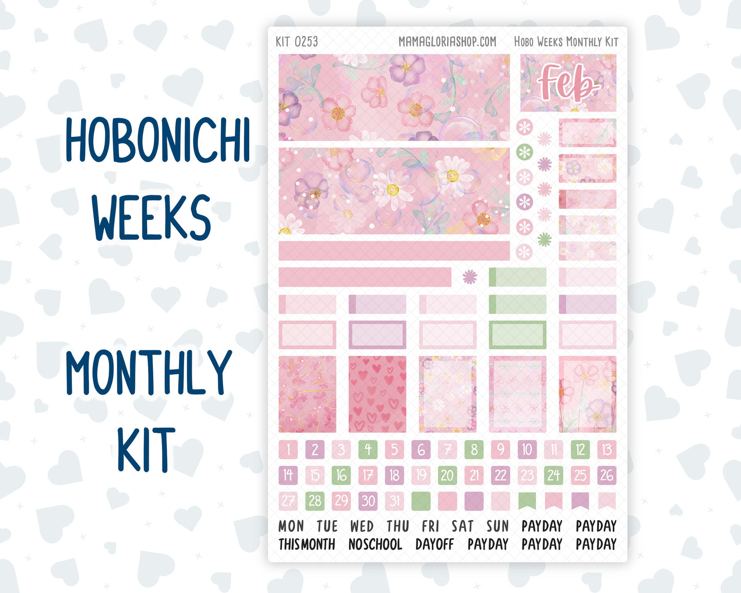 Kit 0253 - Hobonichi Weeks - Monthly Kit - February - Rosy Daydreams