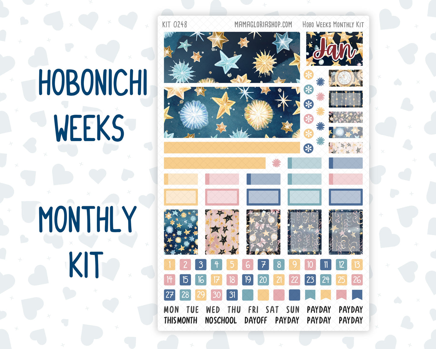 Kit 0248 - Hobonichi Weeks - Monthly Kit - January - Midnight Countdown