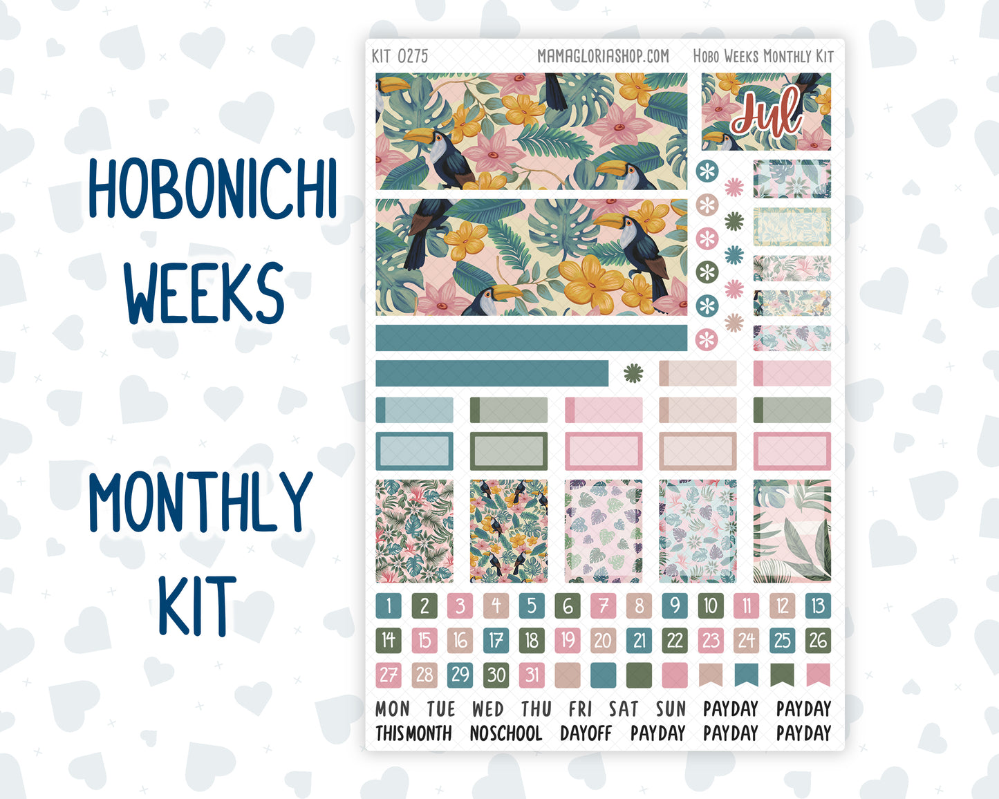 Kit 0275 - Hobonichi Weeks - Monthly Kit - July - Tropical Safari Blush