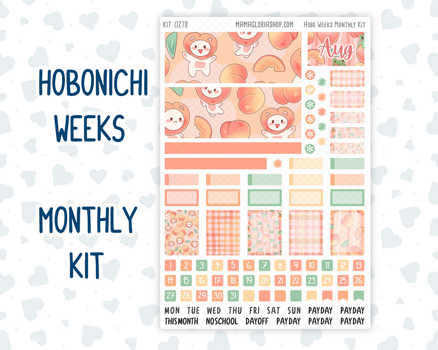 Kit 0278 - Hobonichi Weeks - Monthly Kit - August - Oops, All Peaches