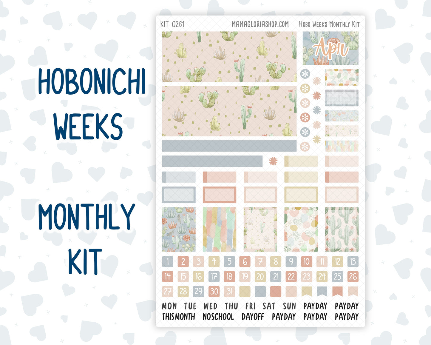 Kit 0261 - Hobonichi Weeks - Monthly Kit - April - Llama Spring