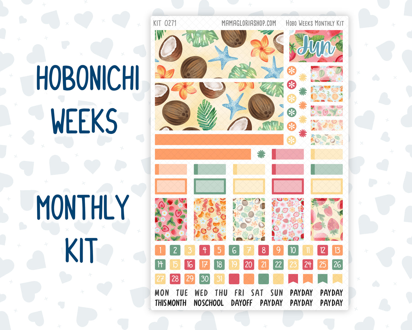 Kit 0271 - Hobonichi Weeks - Monthly Kit - June - Strawberry Shore