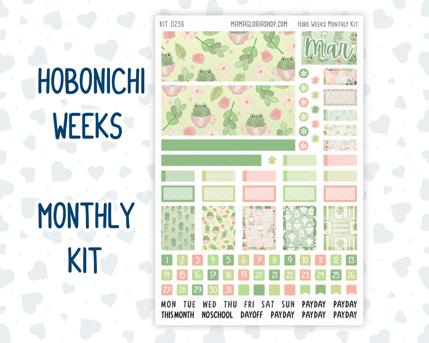 Kit 0256 - Hobonichi Weeks - Monthly Kit - March - Froggy Luck
