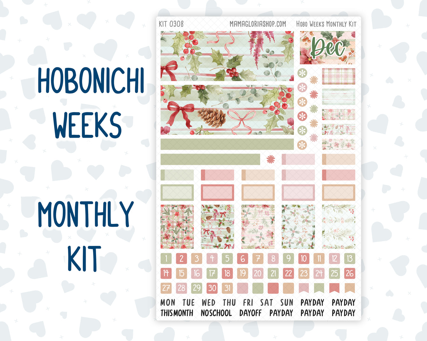 Kit 0308 - Hobonichi Weeks - Monthly Kit - December - Knit & Holly