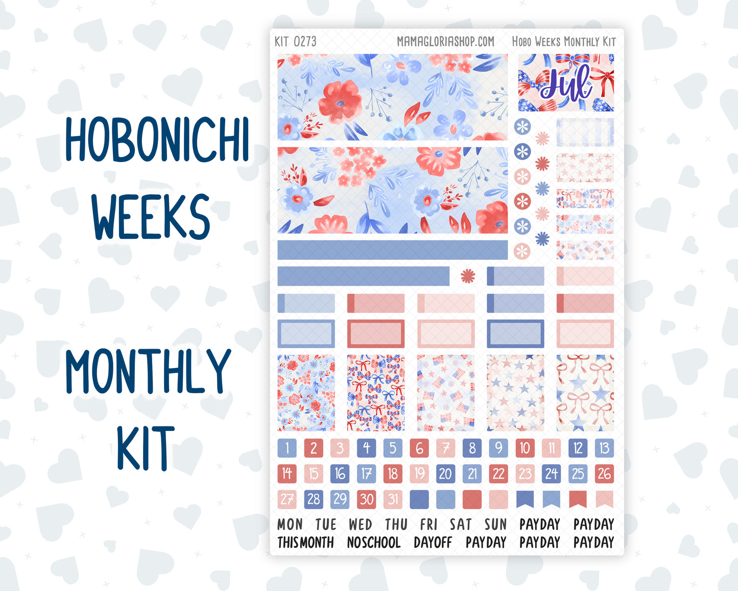 Kit 0273 - Hobonichi Weeks - Monthly Kit - July - Americana In Bloom