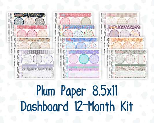 8.5x11 - 12-Month Kit - Monthly Dashboard -  For Plum Paper Planner - 2026