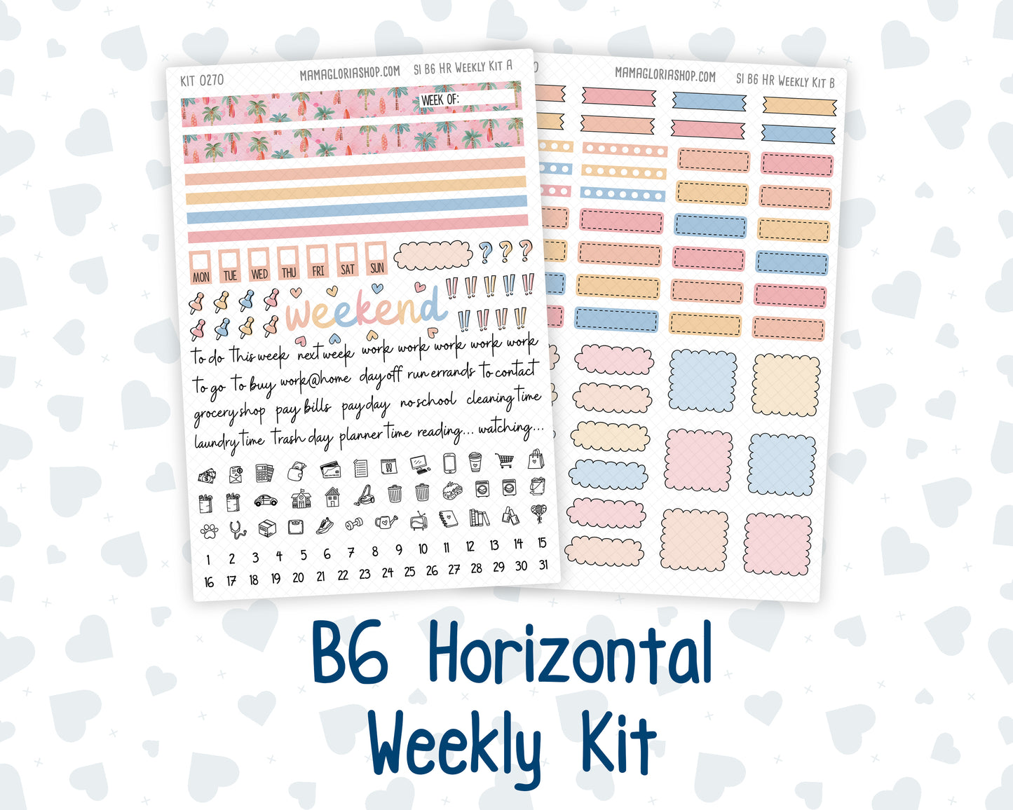 Kit 0270 - B6 - For Sterling Ink And More - Horizontal Weekly Kit - June - Beachside Bliss
