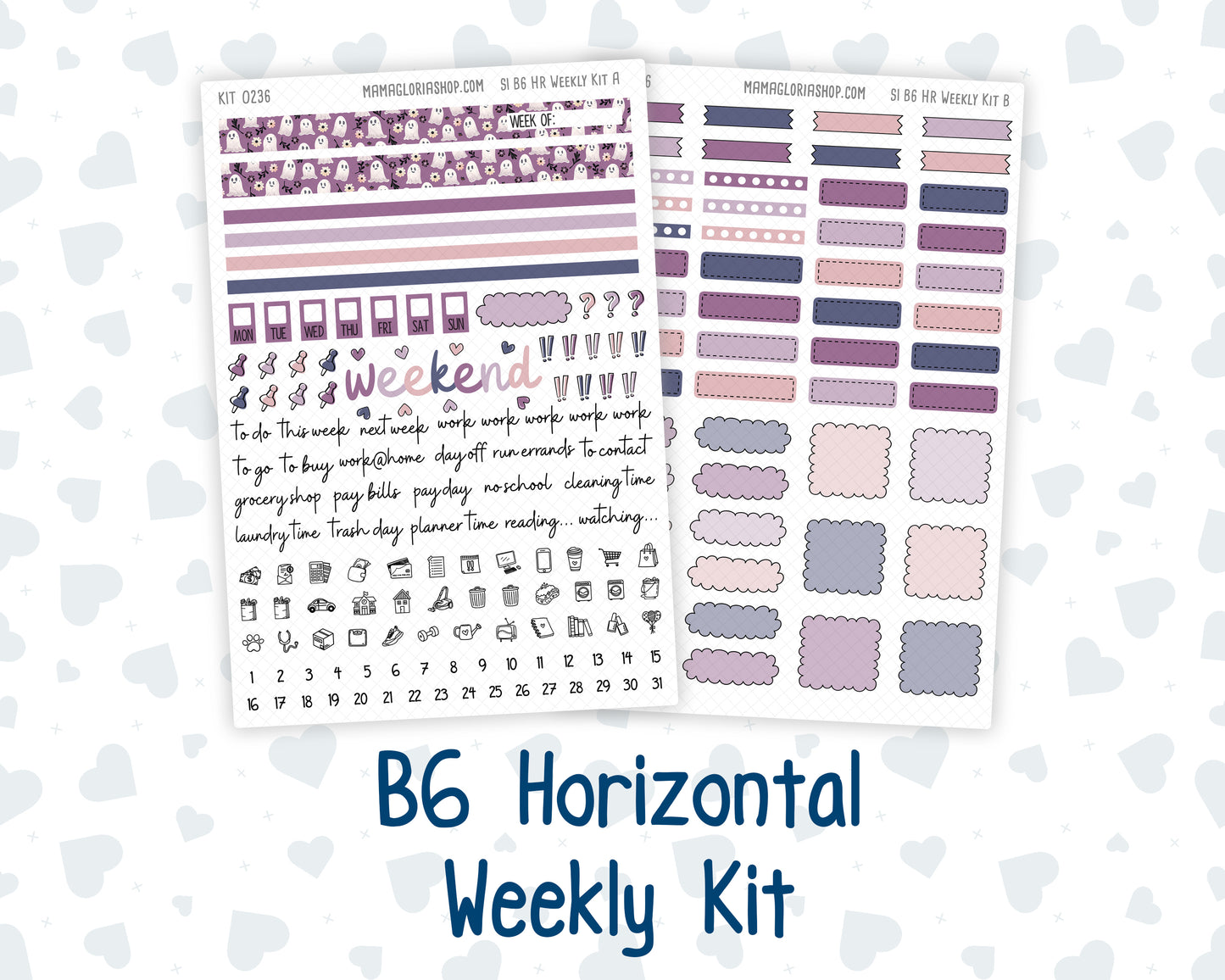 Kit 0236 - B6 - For Sterling Ink And More - Horizontal Weekly Kit - October - Sweet & Spooky