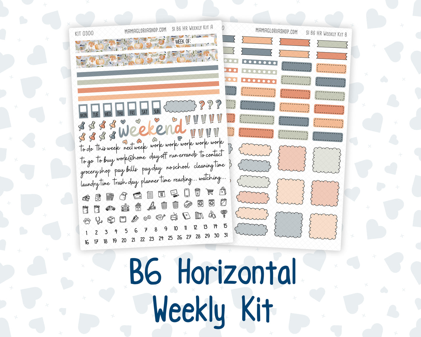 Kit 0300 - B6 - For Sterling Ink And More - Horizontal Weekly Kit - October - Autumn Stroll