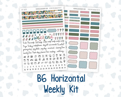 Kit 0275 - B6 - For Sterling Ink And More - Horizontal Weekly Kit - July - Tropical Safari Blush