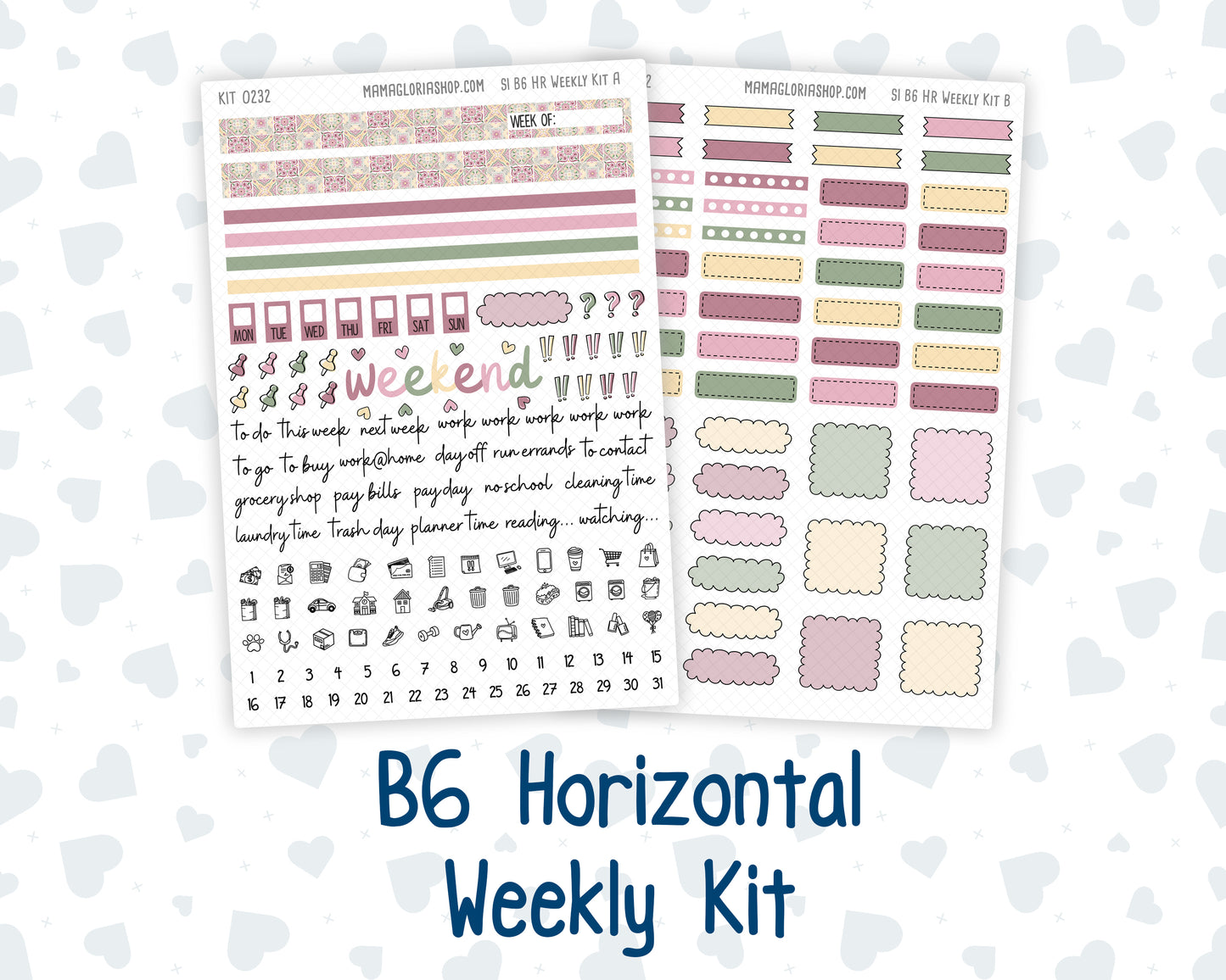 Kit 0232 - B6 - For Sterling Ink And More - Horizontal Weekly Kit - September - Heirloom Garden