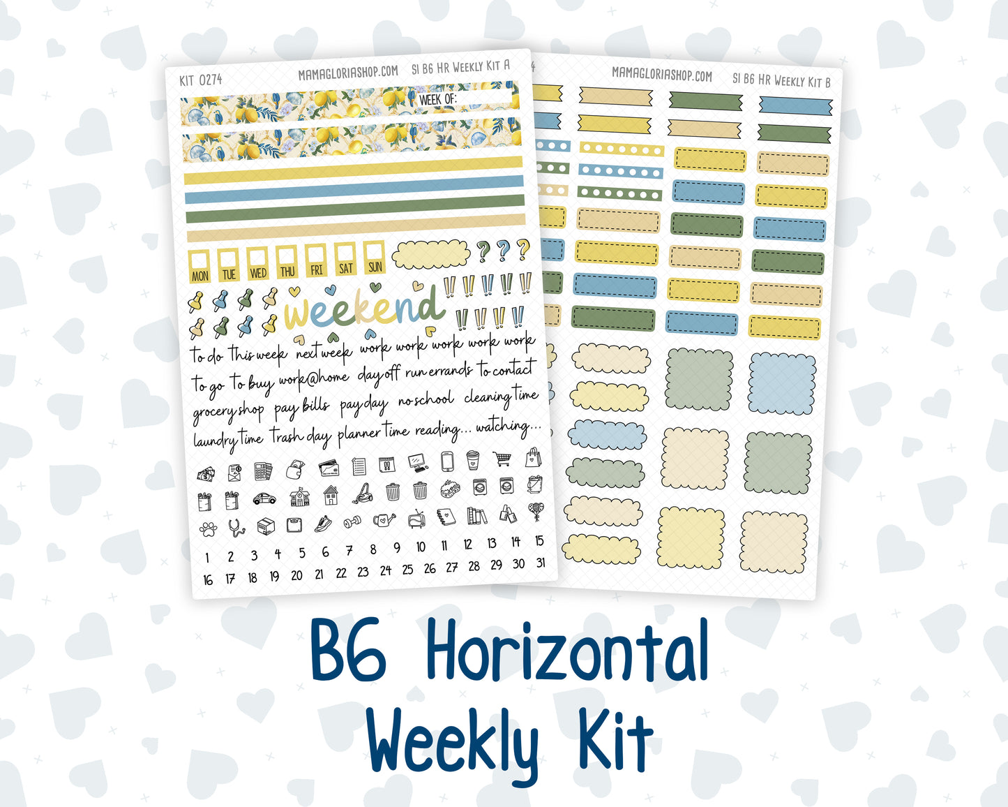 Kit 0274 - B6 - For Sterling Ink And More - Horizontal Weekly Kit - July - Sunny Lemon Shore