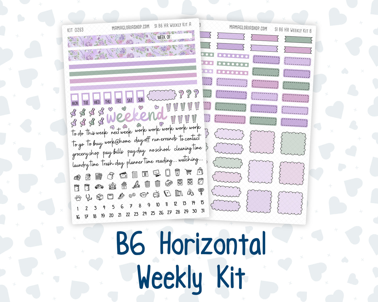 Kit 0263 - B6 - For Sterling Ink And More - Horizontal Weekly Kit - April - Lavender Drift