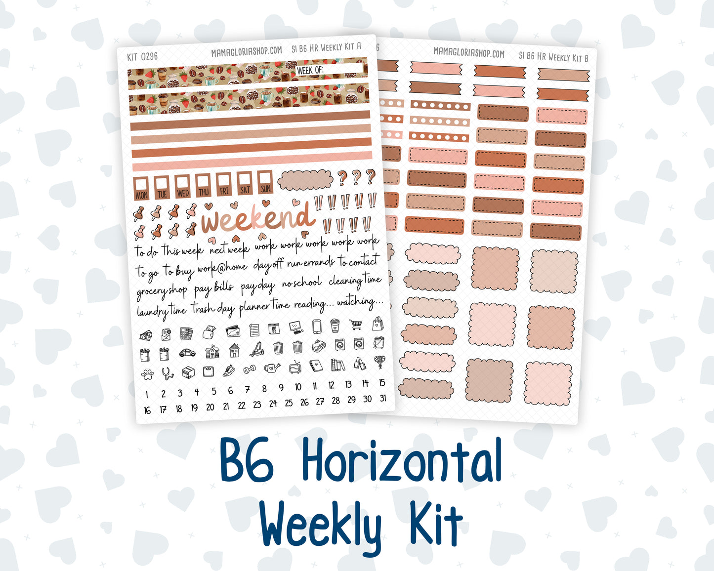Kit 0296 - B6 - For Sterling Ink And More - Horizontal Weekly Kit - September - Coffee Break