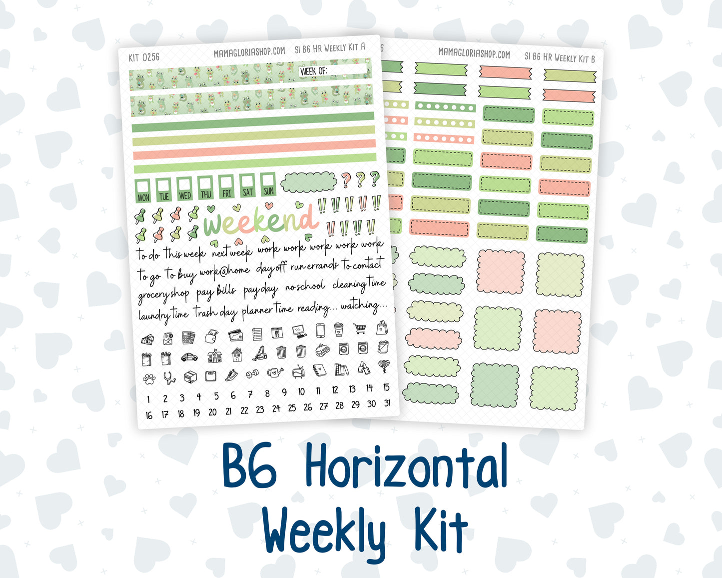 Kit 0256 - B6 - For Sterling Ink And More - Horizontal Weekly Kit - March - Froggy Luck
