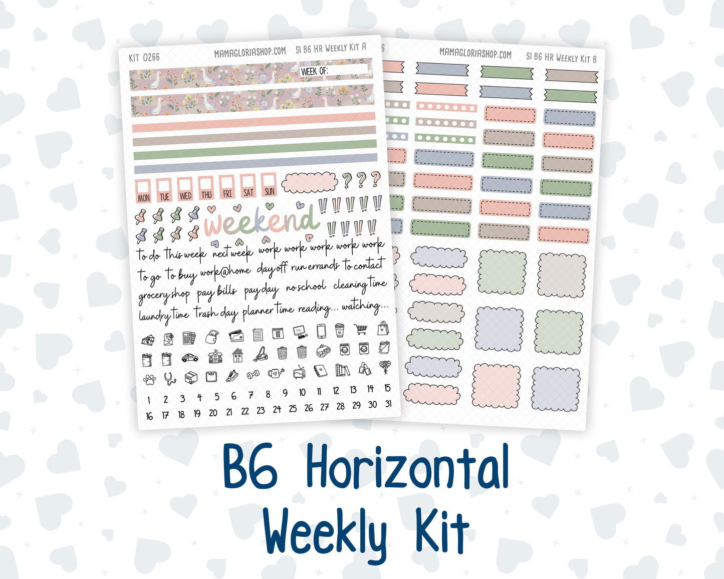 Kit 0266 - B6 - For Sterling Ink And More - Horizontal Weekly Kit - May - Froggy Lake Picnic