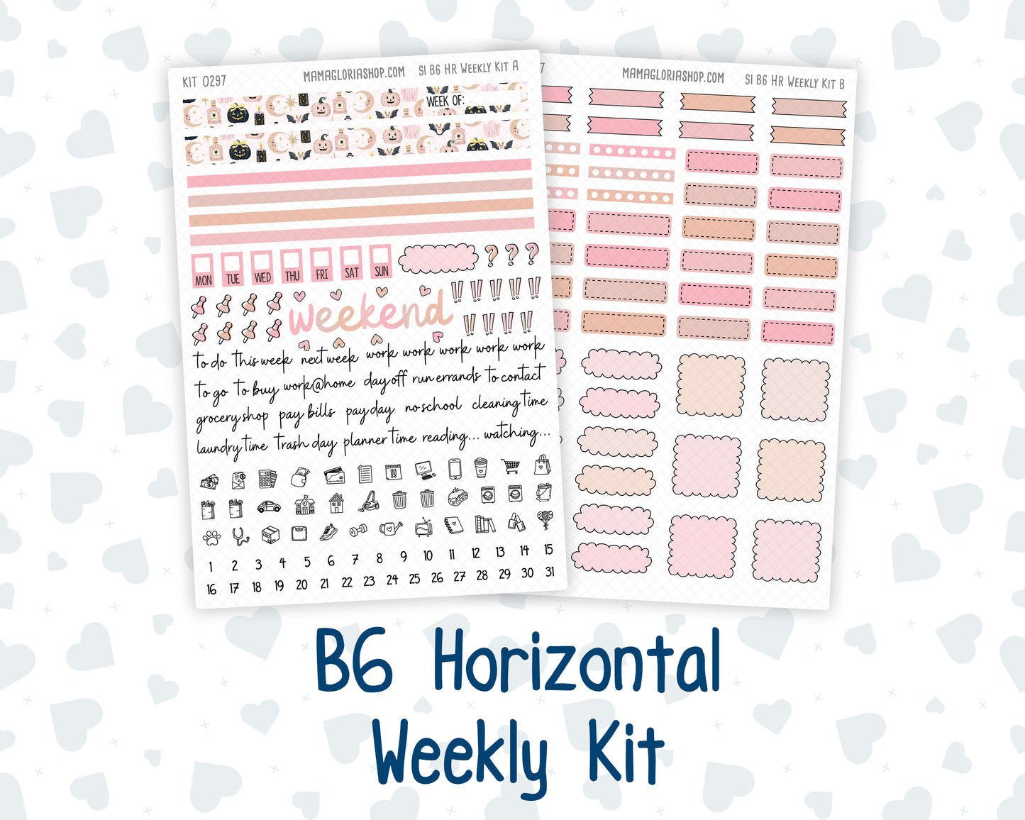 Kit 0297 - B6 - For Sterling Ink And More - Horizontal Weekly Kit - October - Pink Spell