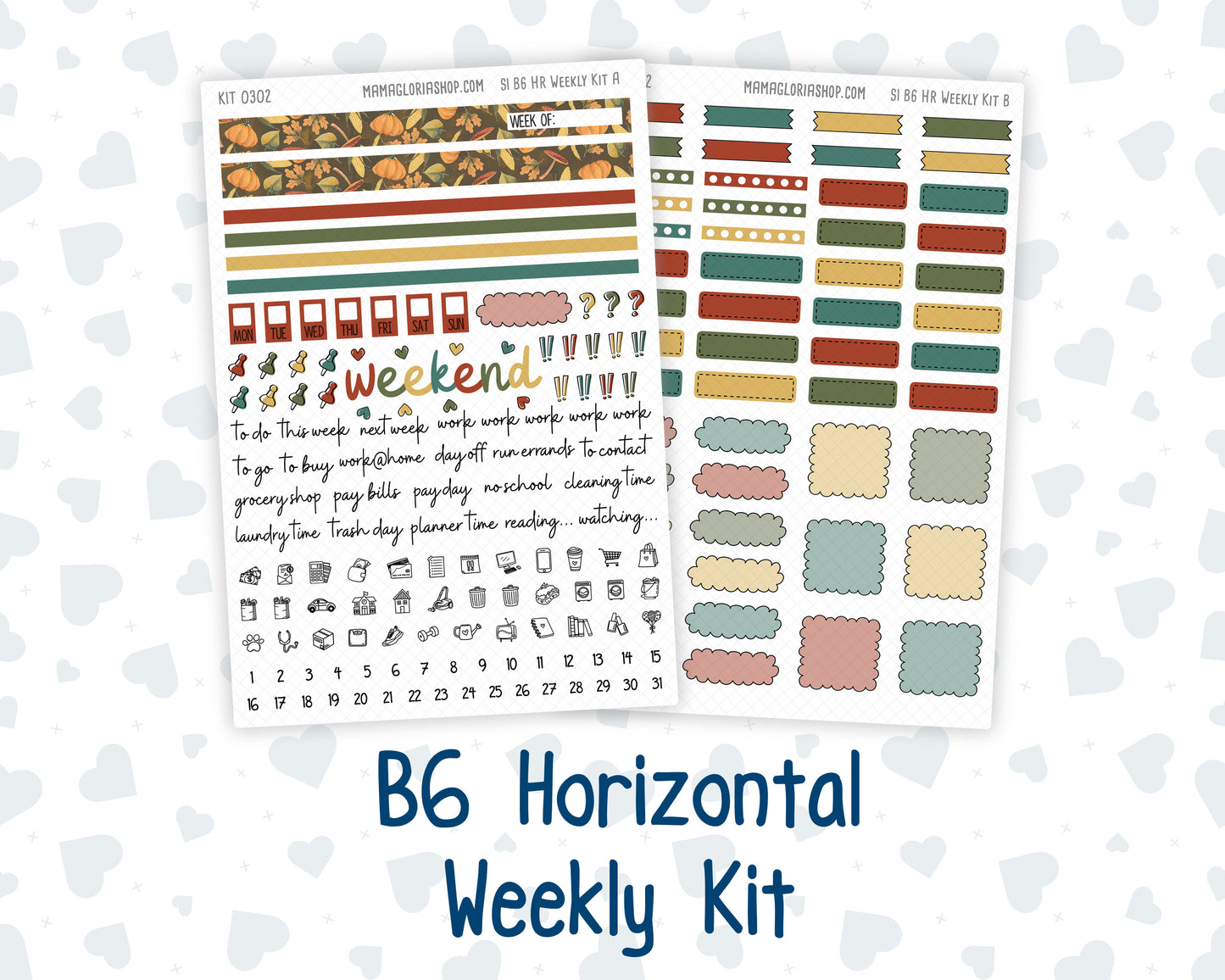 Kit 0302 - B6 - For Sterling Ink And More - Horizontal Weekly Kit - November - Thankful Season