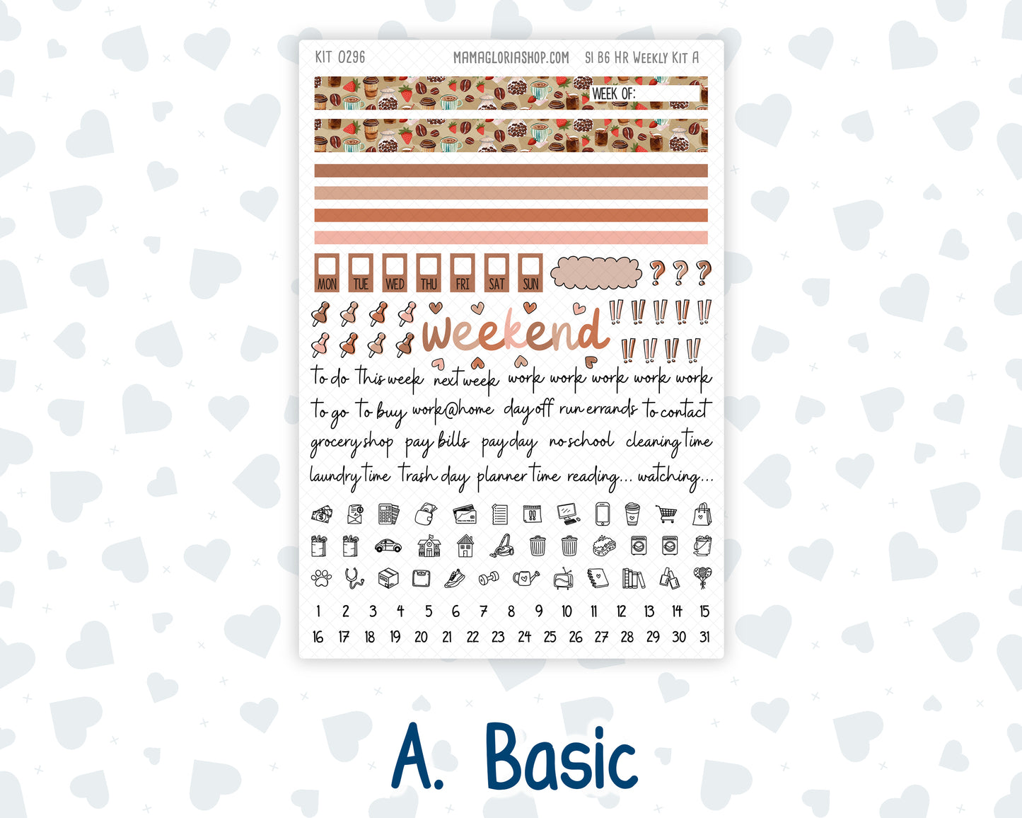 Kit 0296 - B6 - For Sterling Ink And More - Horizontal Weekly Kit - September - Coffee Break