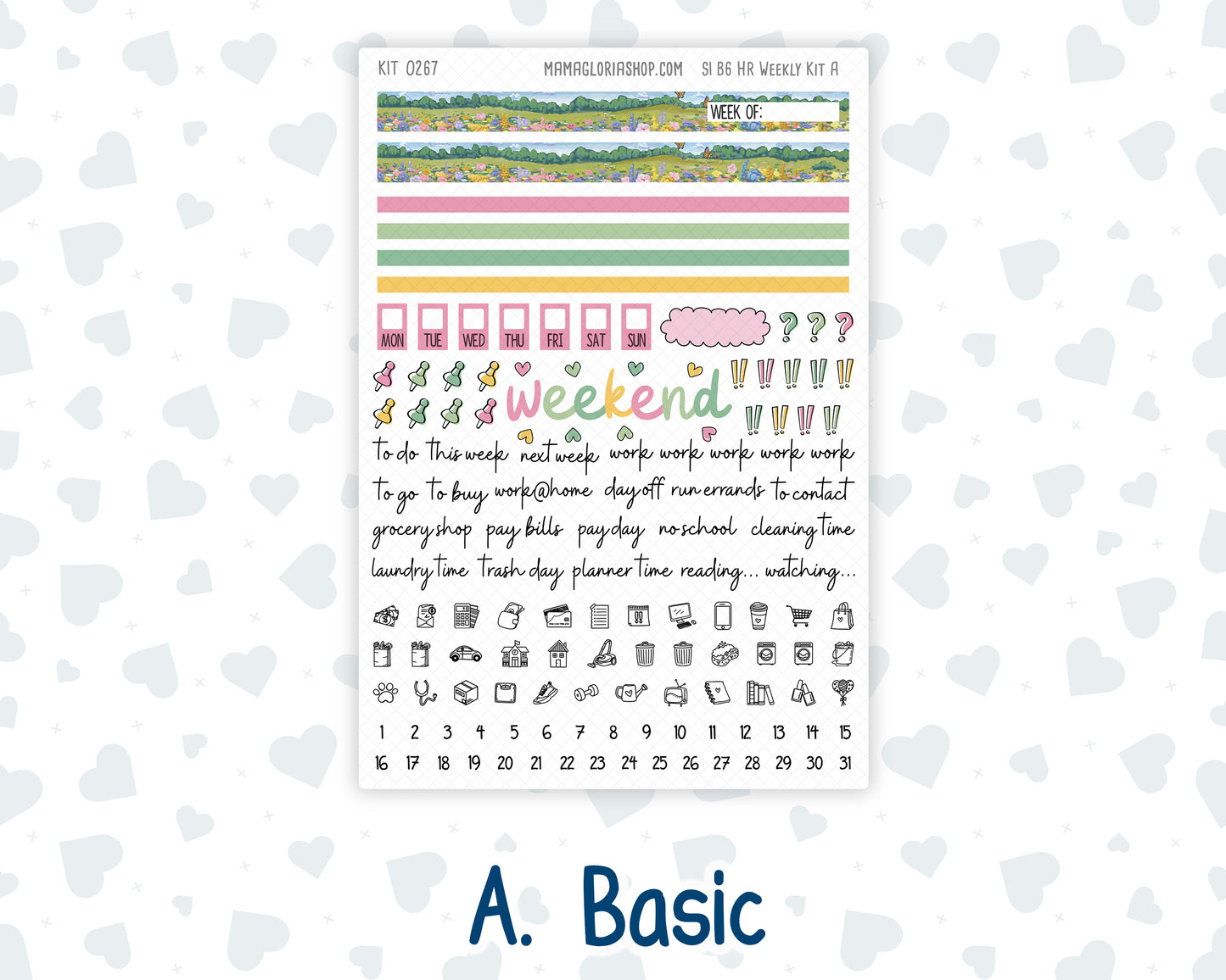 Kit 0267 - B6 - For Sterling Ink And More - Horizontal Weekly Kit - May - Flowers For Mama