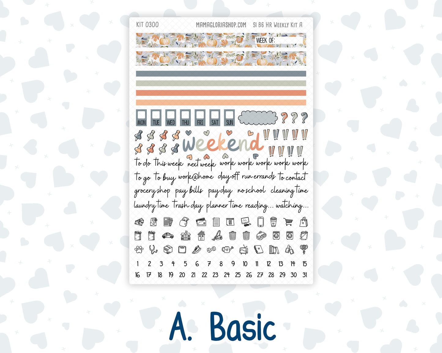 Kit 0300 - B6 - For Sterling Ink And More - Horizontal Weekly Kit - October - Autumn Stroll