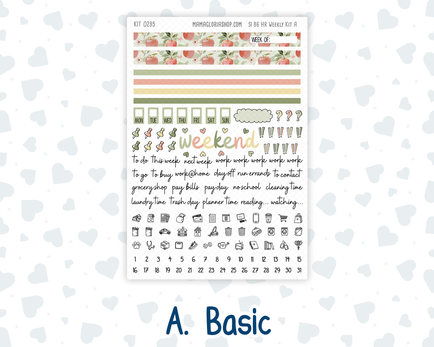 Kit 0295 - B6 - For Sterling Ink And More - Horizontal Weekly Kit - September - Apple Harvest