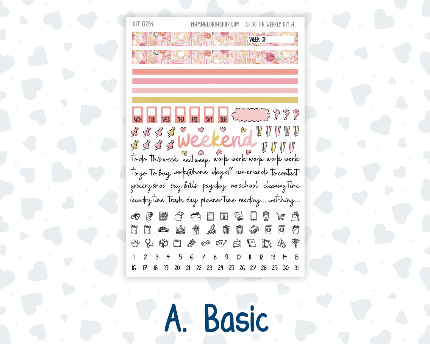 Kit 0294 - B6 - For Sterling Ink And More - Horizontal Weekly Kit - September - Rosy Reveria