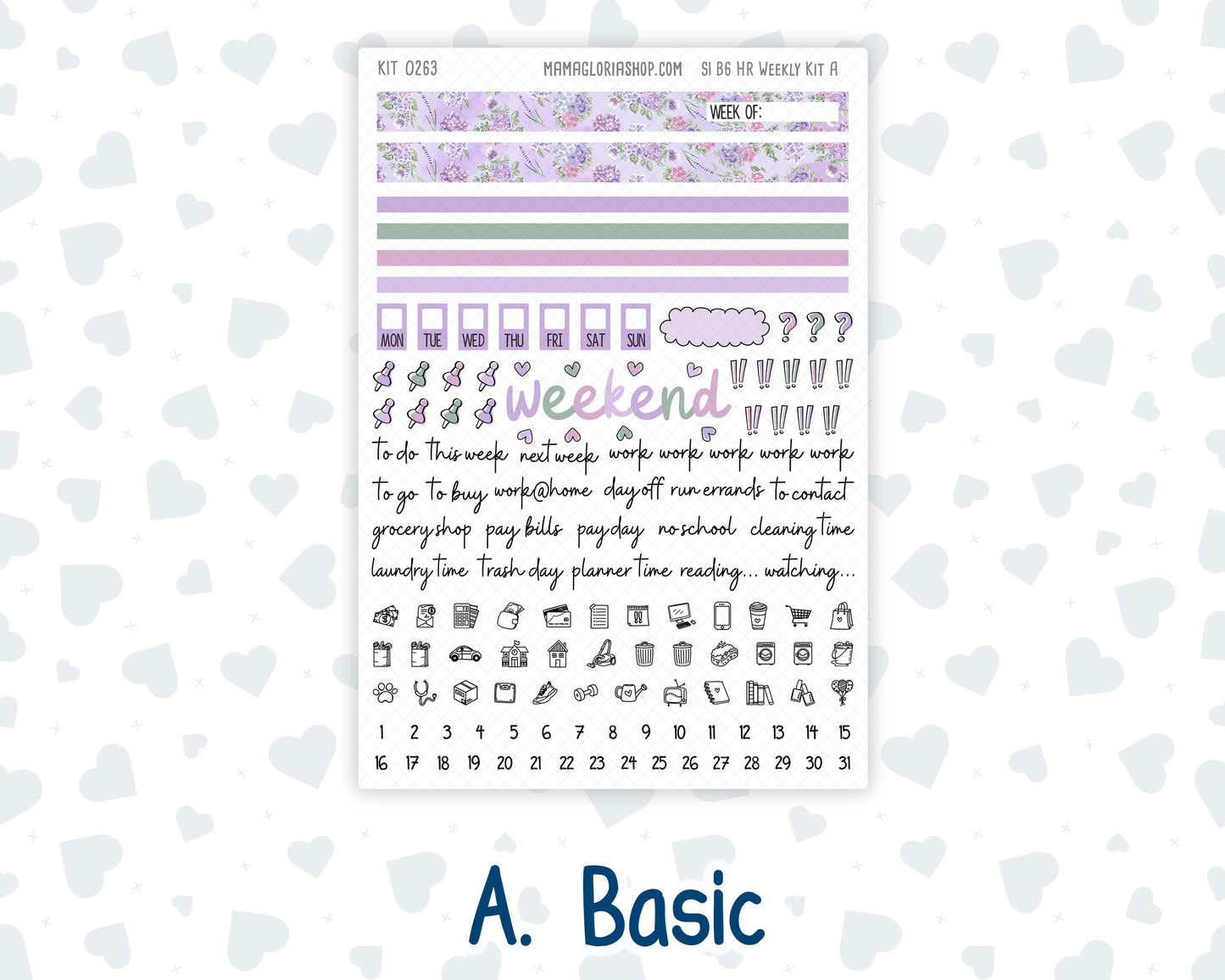 Kit 0263 - B6 - For Sterling Ink And More - Horizontal Weekly Kit - April - Lavender Drift
