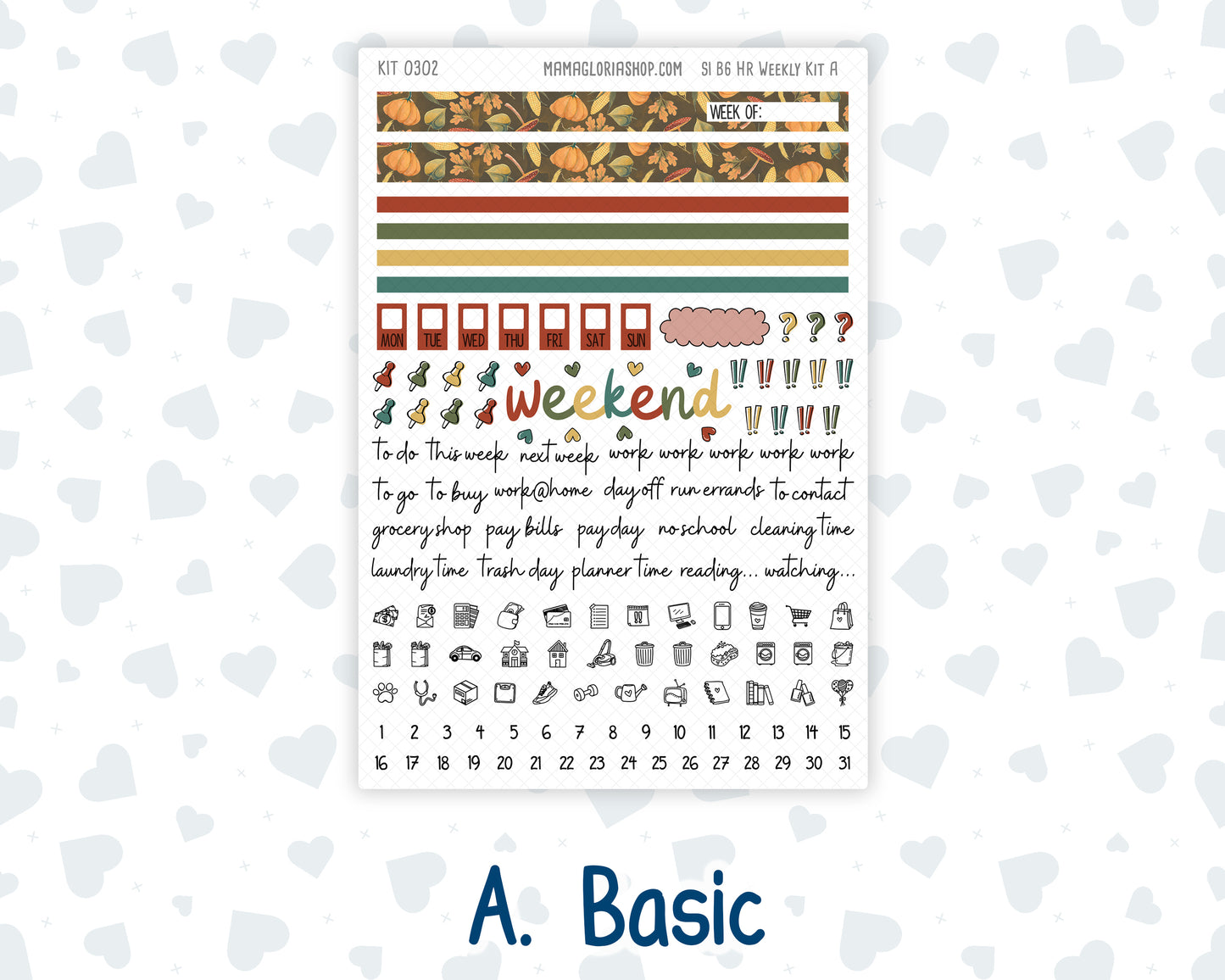 Kit 0302 - B6 - For Sterling Ink And More - Horizontal Weekly Kit - November - Thankful Season