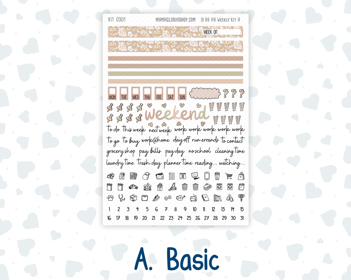 Kit 0301 - B6 - For Sterling Ink And More - Horizontal Weekly Kit - November - Sunday Comfort
