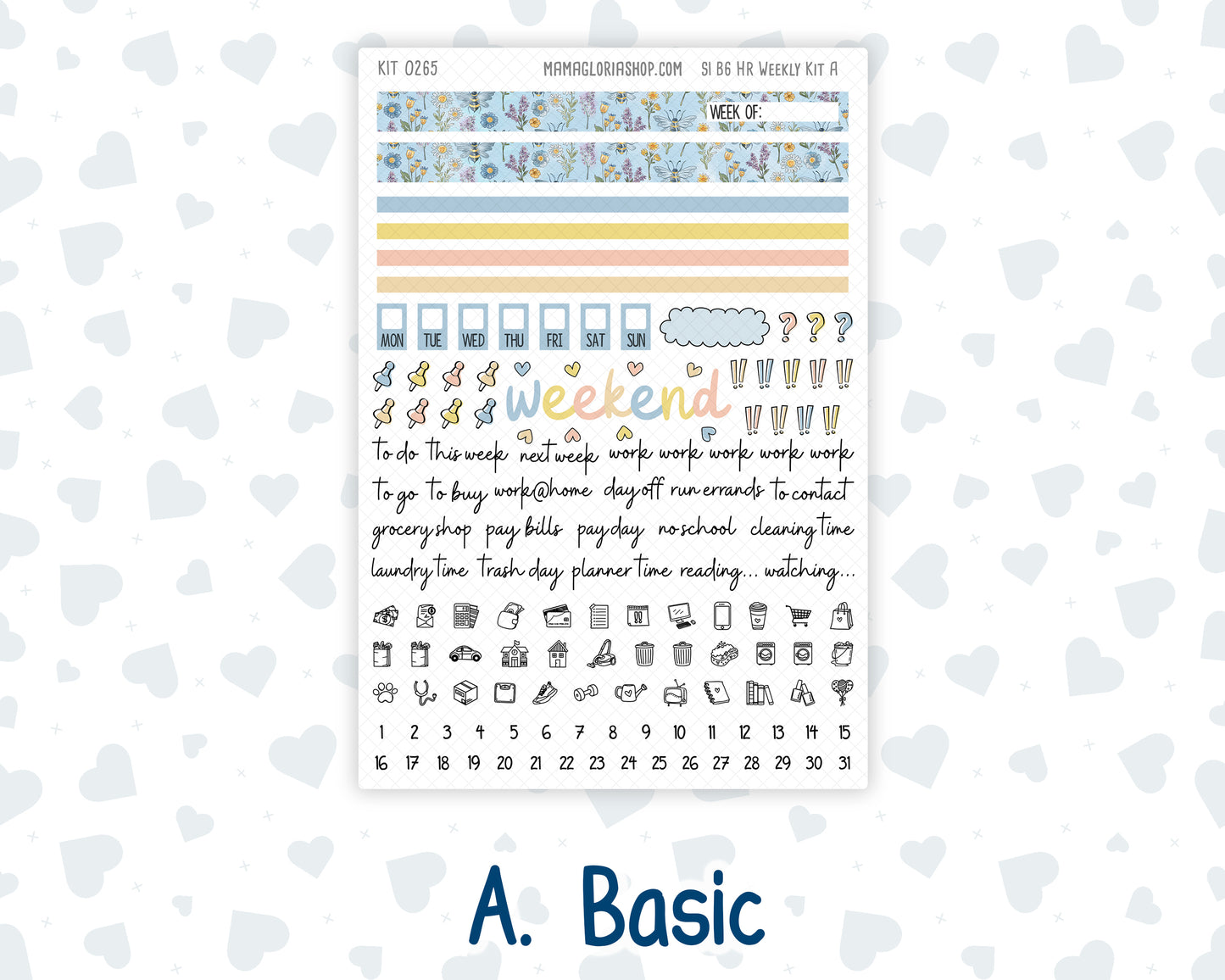 Kit 0265 - B6 - For Sterling Ink And More - Horizontal Weekly Kit - May - Honeybee Sky