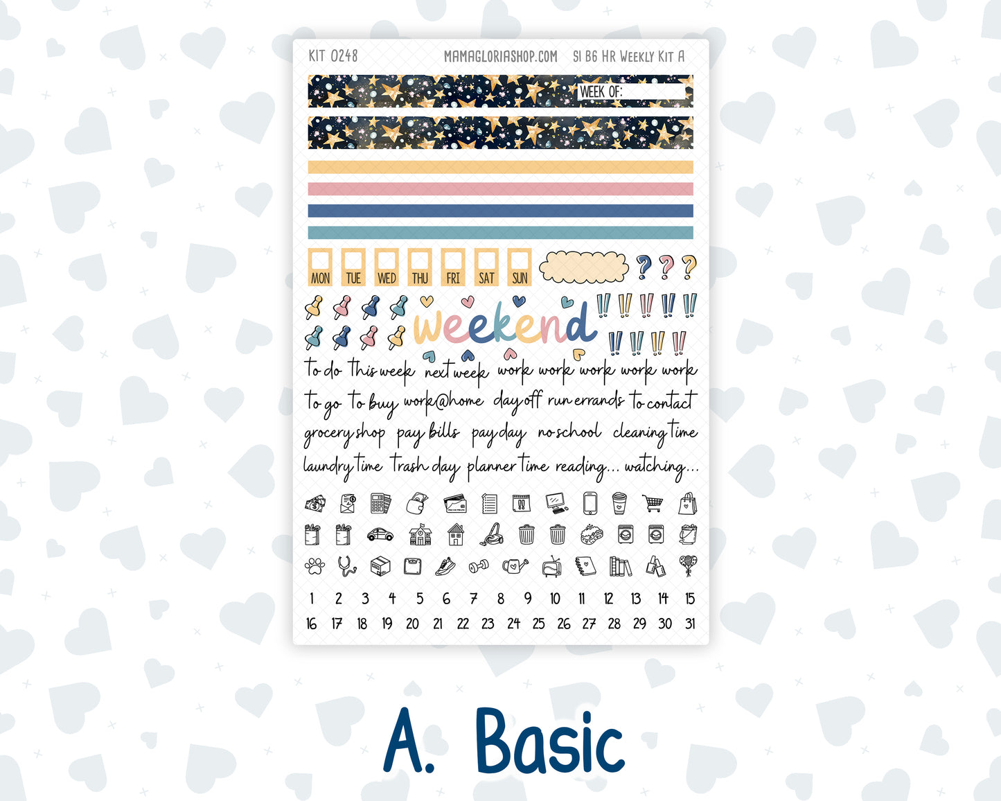 Kit 0248 - B6 - For Sterling Ink And More - Horizontal Weekly Kit - January - Midnight Countdown
