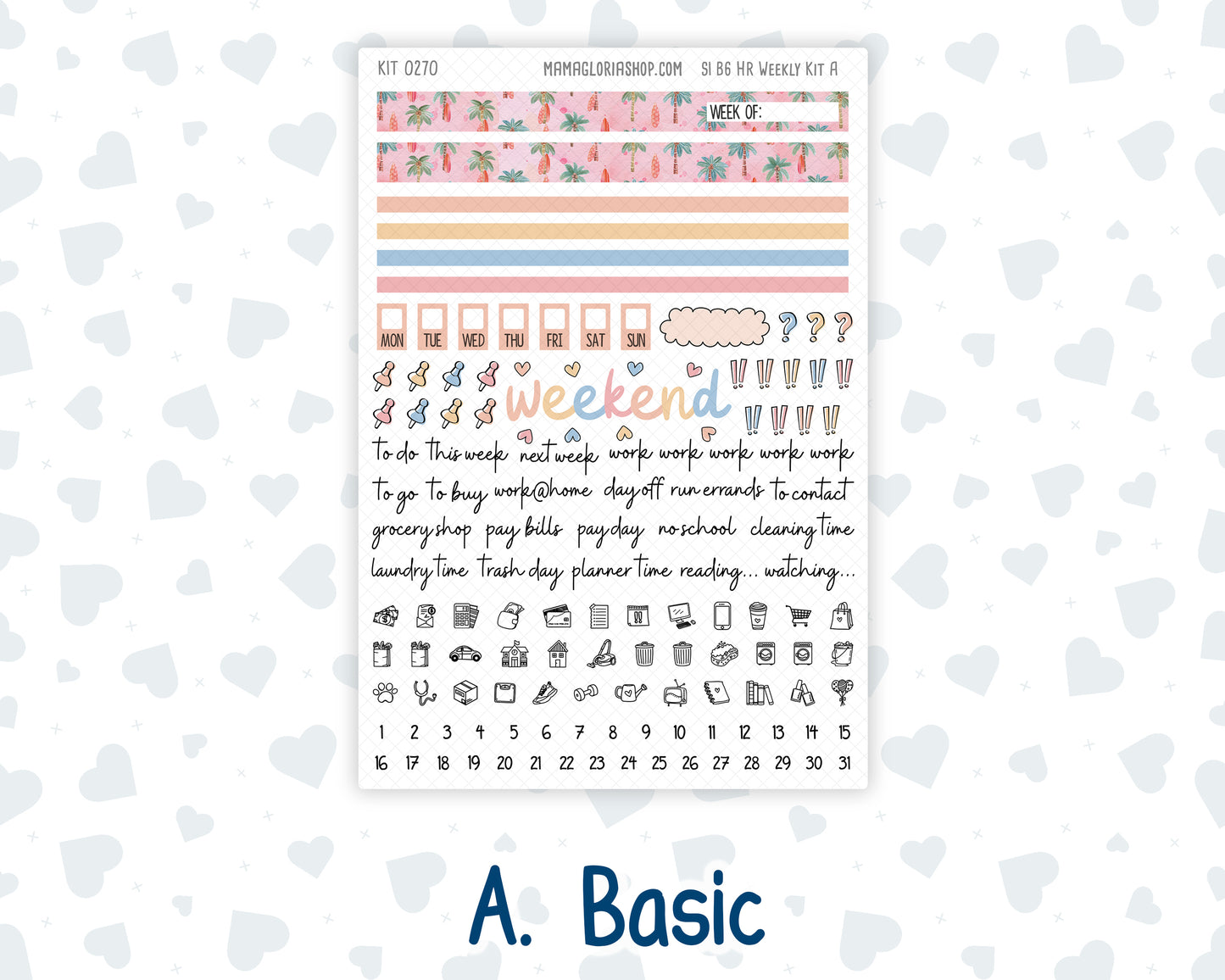 Kit 0270 - B6 - For Sterling Ink And More - Horizontal Weekly Kit - June - Beachside Bliss