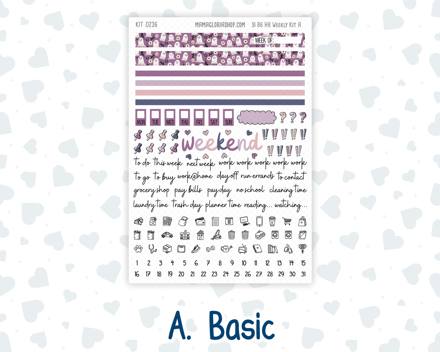Kit 0236 - B6 - For Sterling Ink And More - Horizontal Weekly Kit - October - Sweet & Spooky