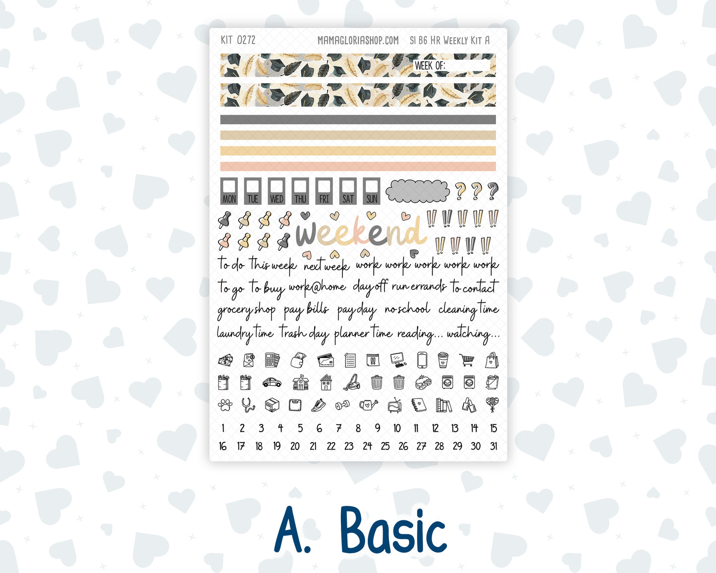 Kit 0272 - B6 - For Sterling Ink And More - Horizontal Weekly Kit - May - Graduation